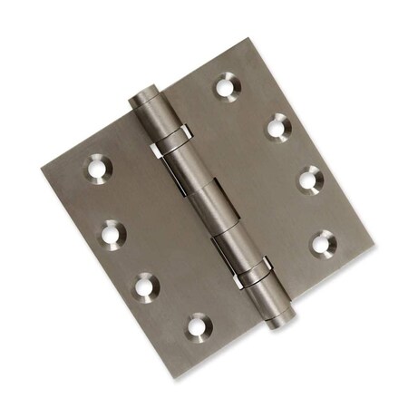 Embassy 4-1/2 x 4-1/2 Solid Brass Ball Bearing Hinge, Satin Nickel Finish with Flat Tips 4545BBUS15F-1